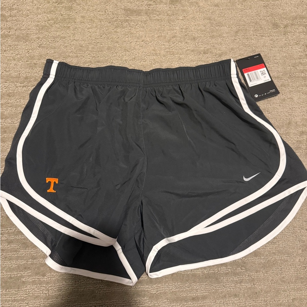Nike Women’s Black Athletic Shorts with White Piping and Orange T